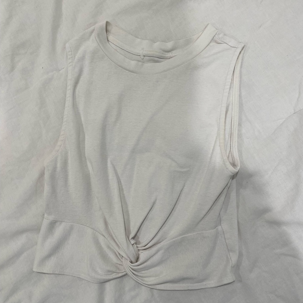 cropped white tank top with knot